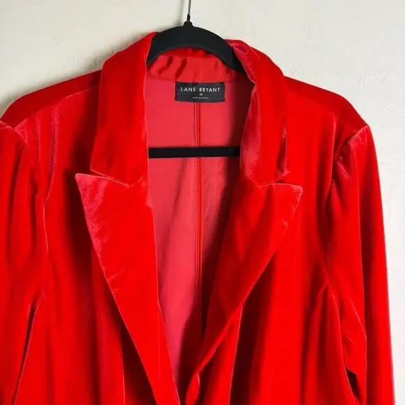 Lane Bryant Red Velvet Blazer Jacket 22 - Picture 3 of 16